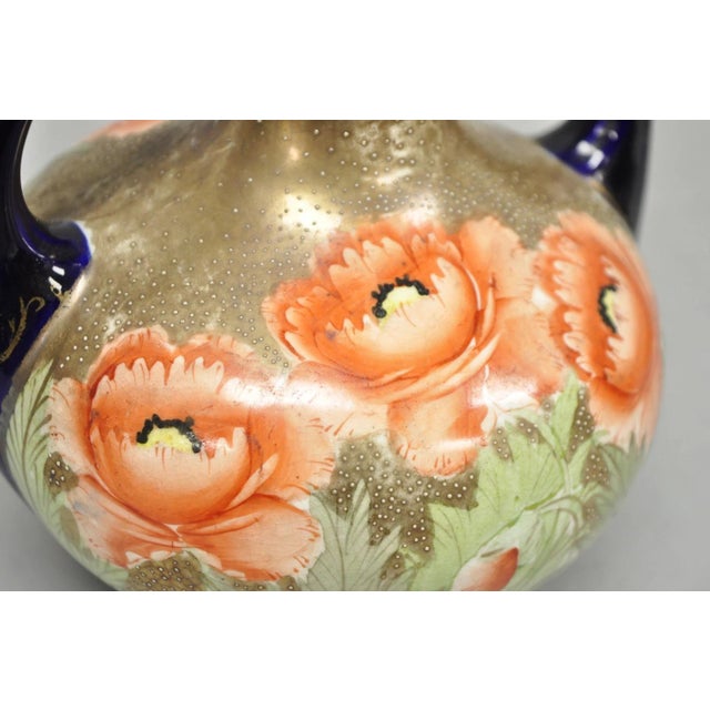 Blue Antique Royal Nippon Hand Painted Nishiki Cobalt Blue Floral Vase With Stopper For Sale - Image 8 of 17
