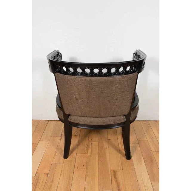 Wood Mid-Century Modernist Chairs in Ebonized Walnut with Cut-Out Design For Sale - Image 7 of 8