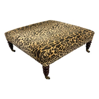 George Smith Standard Style Leopard Ottoman For Sale