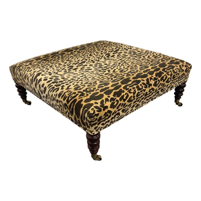 George Smith Standard Style Leopard Ottoman For Sale