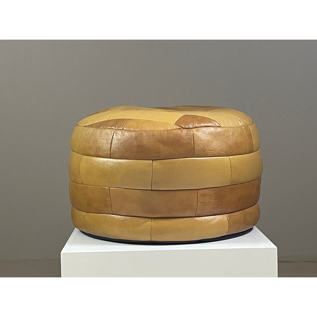 Brown Leather Patchwork Ottoman attributed to de Sede, Switzerland, 1970s For Sale - Image 13 of 13