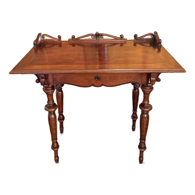 Circa 1890 Antique Victorian French Mahogany Wood Writing Desk Table For Sale