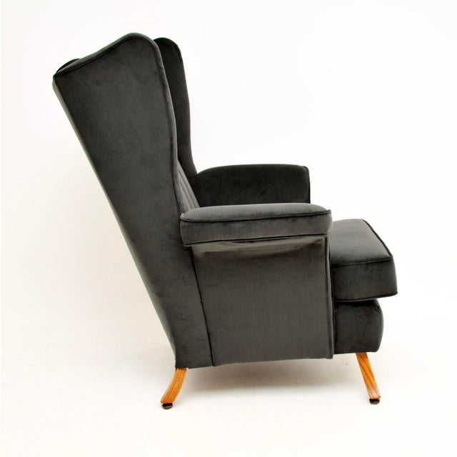 Vintage Italian Velvet Wing Back Armchairs, 1960s, Set of 2 For Sale - Image 9 of 13