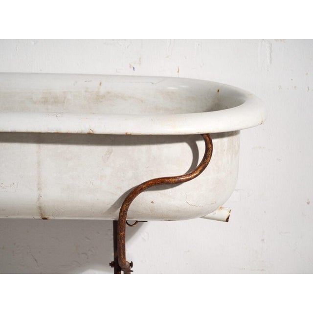 Bathtub in Enamelled Iron Central Europe, 1950 For Sale - Image 6 of 12