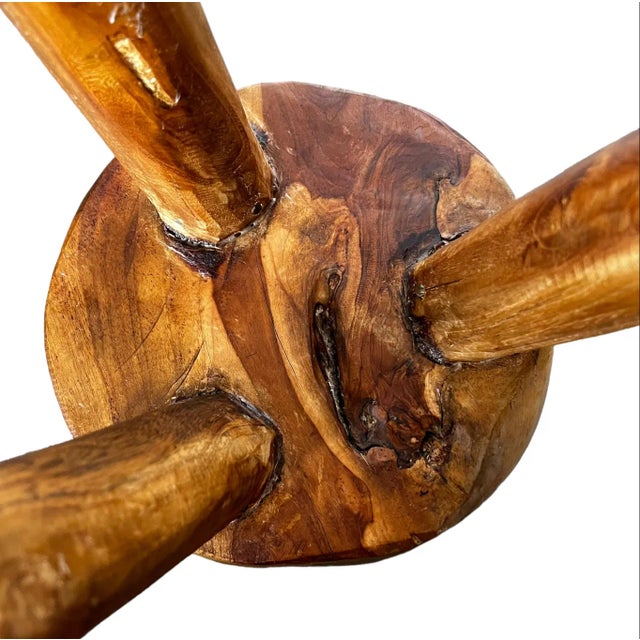 Mid 20th Century French Burlwood Live Edge Stool For Sale - Image 10 of 11
