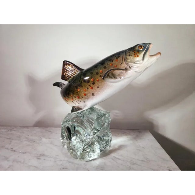 Porcelain Fish on Glass Stand, 1950s For Sale - Image 11 of 13