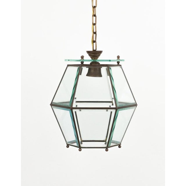 Mid-Century Pendant in Brass and Beveled Glass in the style of Adolf Loos, Italy, 1950s For Sale - Image 11 of 12