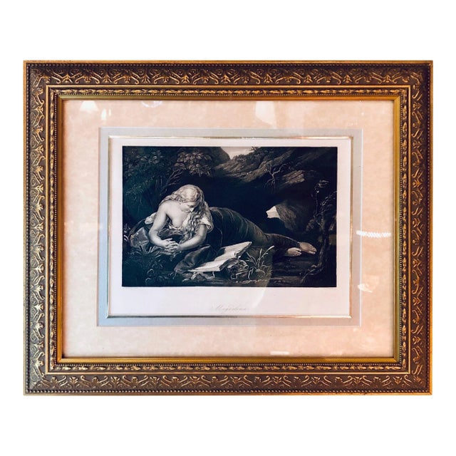 Diminutive Etching of Magdelena in a Gilt Frame Signed G. Batoni For Sale