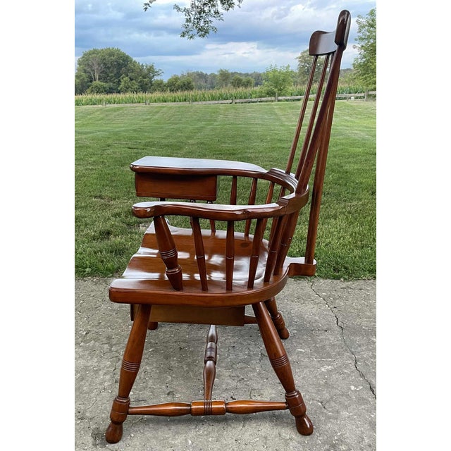 Mid 20th Century Vintage Walnut Pennsylvania Windsor Writing Chair With Two Drawers For Sale - Image 10 of 18