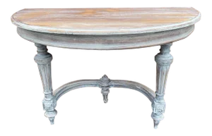 Vintage French Demi-Table With White Wash
