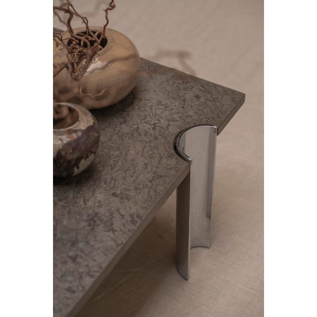 Brutalist Coffee Table with Fossil Stone Top, 1970s For Sale - Image 12 of 18
