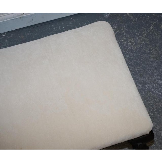 Antique Early Victorian Claw and Ball Feet Ottoman with White Suede Seat For Sale - Image 5 of 12