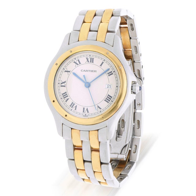 Contemporary Cartier Panthère Cougar 187904 33mm Two-Tone 18k Circa 1990 Watch For Sale - Image 3 of 14