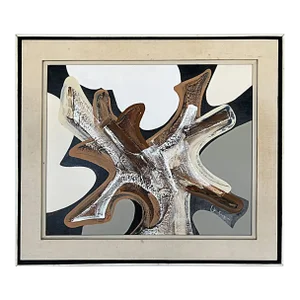 Vintage Frank Walcutt Mixed Media Abstract Painting, 1970s