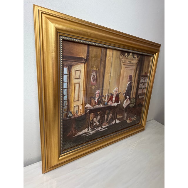 Historic Oil Painting After Jean Leon Gerome Ferris – Benjamin Franklin, John Adams & Thomas Jefferson Drafting the Declaration of Independence For Sale - Image 18 of 18