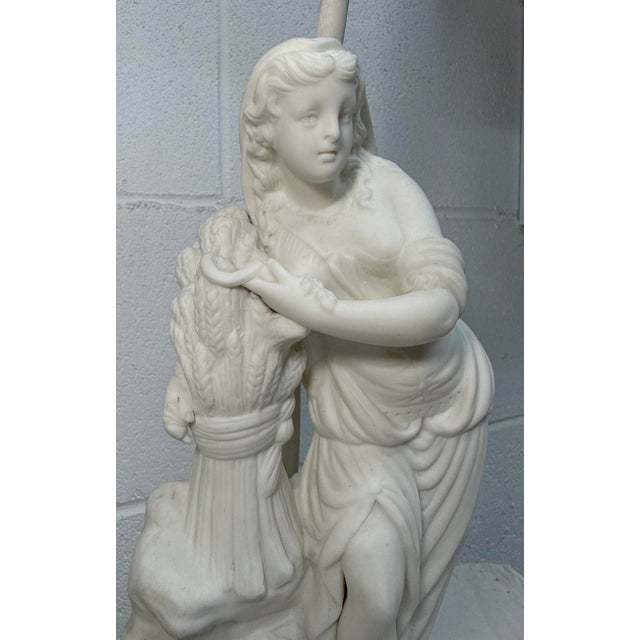 Vintage French NeoClassical Parian Porcelain Figural Electric Table Lamps - Pair For Sale - Image 10 of 13