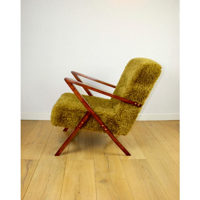 Vintage Olive Long Hair Loft Lounge Chair, 1970s For Sale - Image 3 of 12