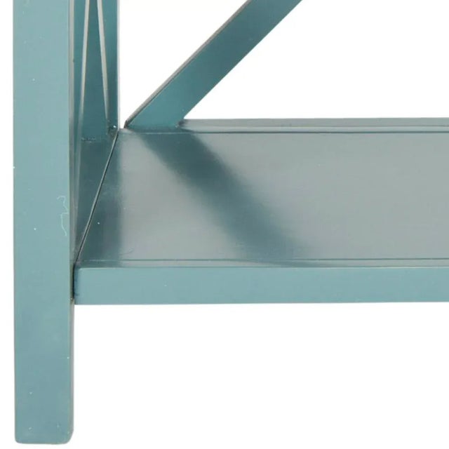 Modern 2 Tier Open Bookcase in Slate Teal For Sale - Image 3 of 5