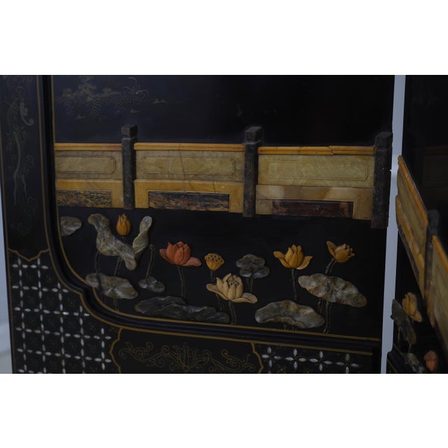 Chinese Lacquer Ebonized 6 Panel Screen Divider For Sale - Image 17 of 17