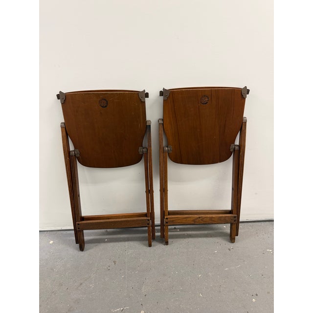 Wood Pair 1940s American Seating Company Wood Folding Chairs Excellent Condition For Sale - Image 7 of 11