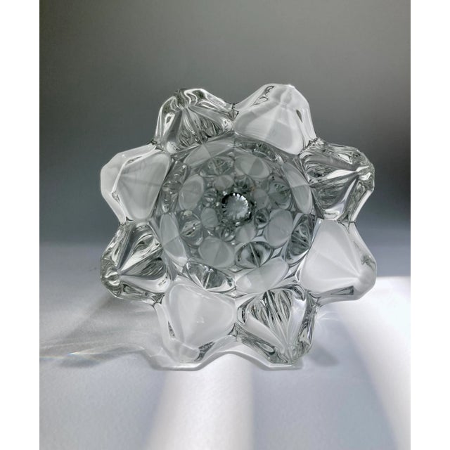 1980's Mikasa Frosted & Clear "Oval Dot" Pressed Glass Vase For Sale - Image 10 of 13