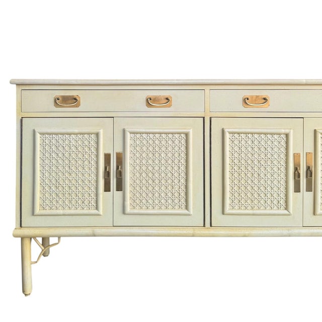 Coastal 1960s Bamboo and Cane Sideboard Attributed Ficks-Reed For Sale - Image 3 of 11