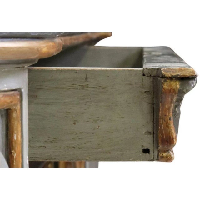 Monumental 19th Century Gothic Revival Carved Painted Gilded Wood Glass Door Two-Piece Hutch Buffet China Cabinet For Sale In Dallas - Image 6 of 9