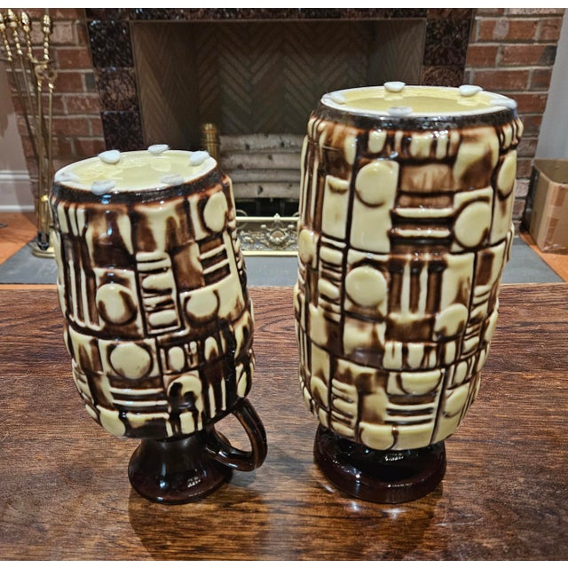 Pair of Rare U - Keramik West German Vases in the Abstrakt Brutalist Series For Sale - Image 9 of 12