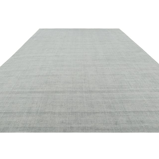 Rug & Kilim Rug & Kilim’s Oversized Textural Rug in Light Gray and Blue Tones & Striae -11x19 For Sale - Image 4 of 7