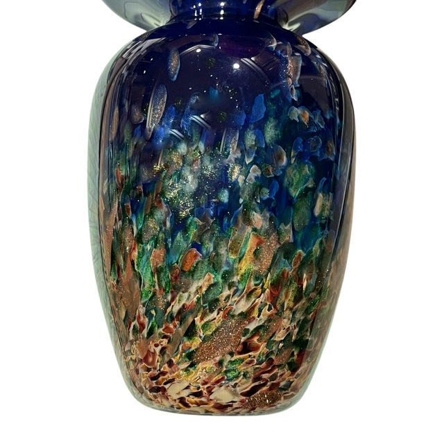 Navy Blue Late 20th Century Hand Blown Art Glass Vase For Sale - Image 8 of 12