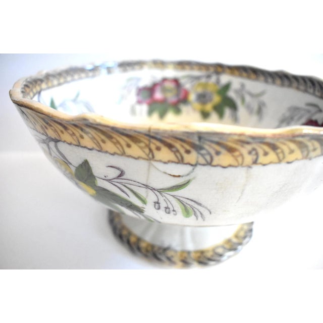 Antique 19th-Century Polychrome Staffordshire Transferware Footed Punch Bowl For Sale - Image 9 of 10