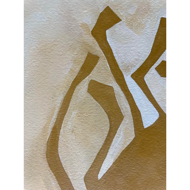 Abstract minimalist botanical painting on French hand crafted cotton paper. Framed in a gold frame. All works on paper are...