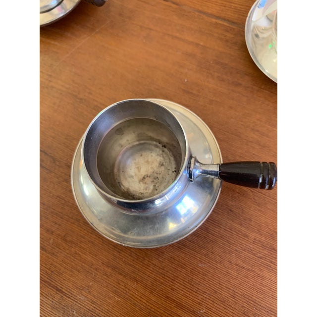 Plastic Vintage Silver-Plated Espresso Cup & Saucer Set With Bakelite Handles – Set of 6 For Sale - Image 7 of 9