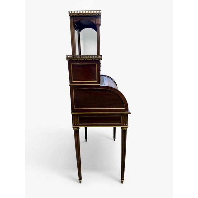 Antique 19th Century French Louis XVI Style Vernis Martin Cylinder "Bonheur Du Jour" Ladies Writing Desk For Sale - Image 4 of 17