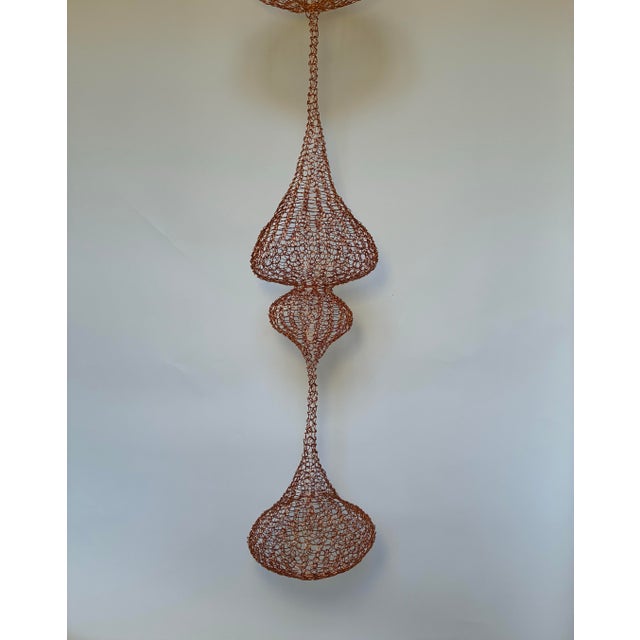 Mid-Century Modern Handmade Copper Wire Sculpture Inspired by the Handwoven Technique of Ruth Asawa #25 For Sale - Image 3 of 4