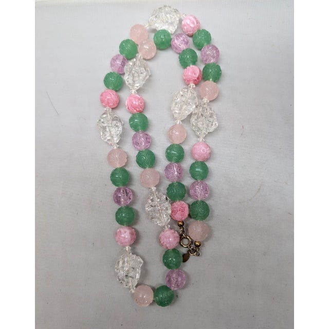 Green Vintage 1960s Signed Cadoro Beaded Sautoir Necklace For Sale - Image 8 of 10