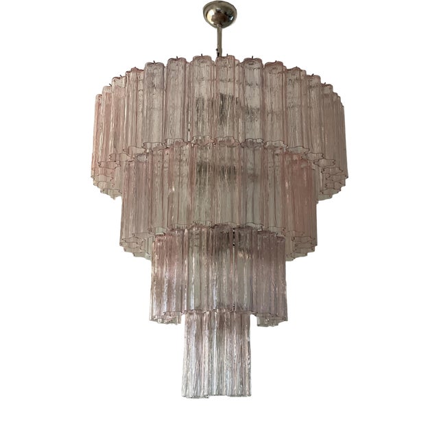 Large Pink Murano Glass Chandelier For Sale