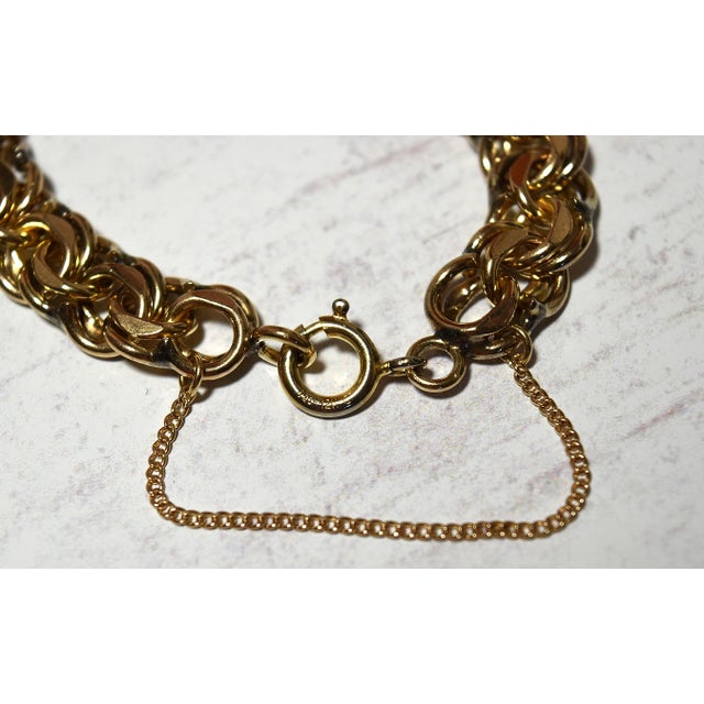 Vintage Heavy Gold Filled Chain Charm Bracelet For Sale - Image 9 of 15