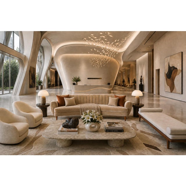 An exceptional Brazilian Modern sculptural sofa from the 1960s, defined by its sweeping curved silhouette, generous...
