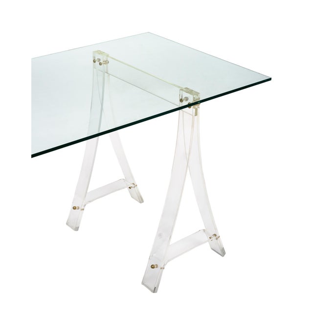 Mid-Century Modern Period Mid-Century Modern, Lucite and Glass Desk, French For Sale - Image 3 of 9