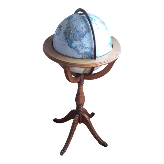 Vintage 1960s Reploge Globe on Stand With Claw Feet For Sale