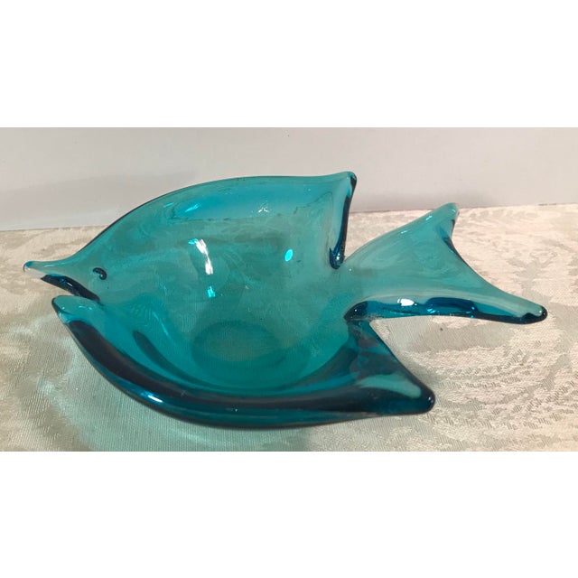 Vintage Blue Aquamarine Art Glass Fish Dish Chairish