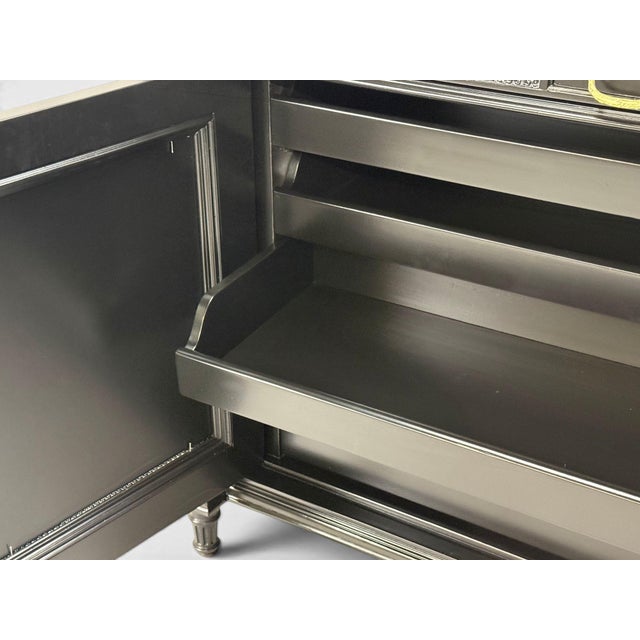 Hollywood Regency Style, Buffets, Black Painted Wood, Marble, France, 1940s For Sale - Image 17 of 18