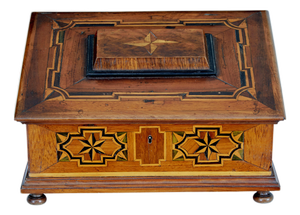 19th Century Marquetry Fruitwood Desktop Box, 1890s