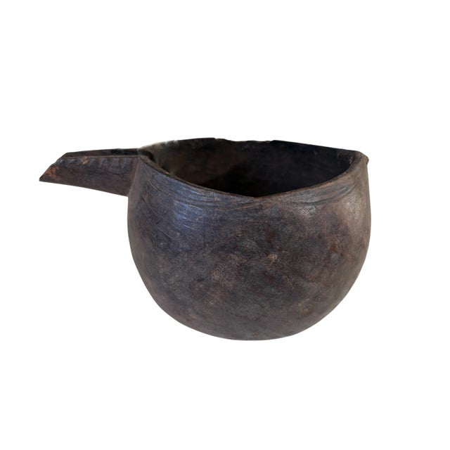 Brown Vintage Lg African Kuba Wooden Cup Congo For Sale - Image 8 of 10