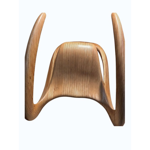 Tan Vintage Sculptural Rocking Chair Handcrafted by Carl Gromoll (Carved, Polished and Laminated Baltic Birch) For Sale - Image 8 of 15