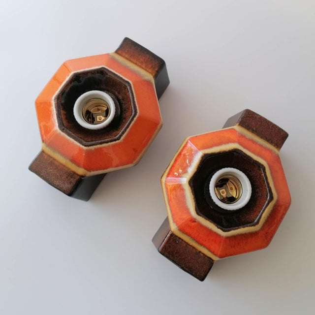 Vintage Ceramic Sconces attributed to Pan Hustadt Leuchten, 1970s, Set of 2 For Sale - Image 18 of 18