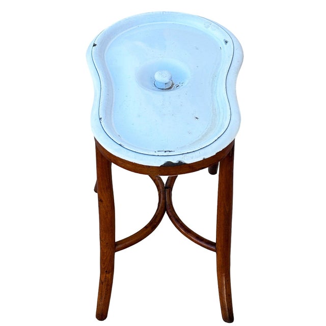 Wood French Style Bentwood Oak Bidet Stand W/ Bowl & Lid Attributed to Thonet For Sale - Image 7 of 7