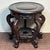 Chinoiserie Vintage Ebonized Wood Display Stand | Round Carved Pedestal | Chinoiserie Decor For Sale - Image 3 of 8