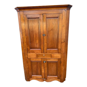Antique Early American Primitive Country Farmhouse Style Corner Cabinet Cupboard